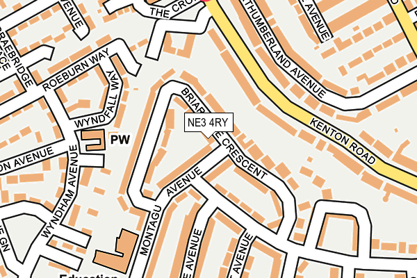 NE3 4RY map - OS OpenMap – Local (Ordnance Survey)