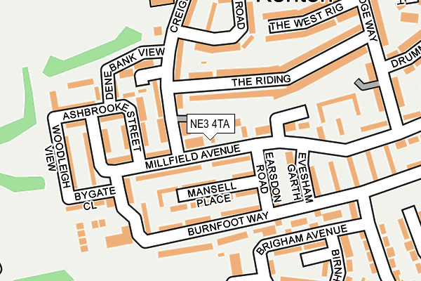 NE3 4TA map - OS OpenMap – Local (Ordnance Survey)