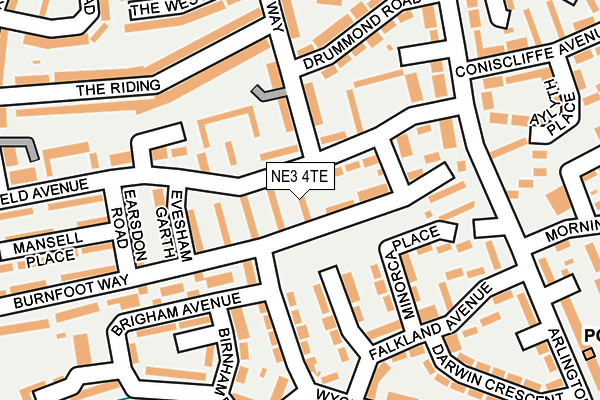 NE3 4TE map - OS OpenMap – Local (Ordnance Survey)