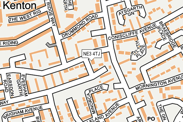 NE3 4TJ map - OS OpenMap – Local (Ordnance Survey)