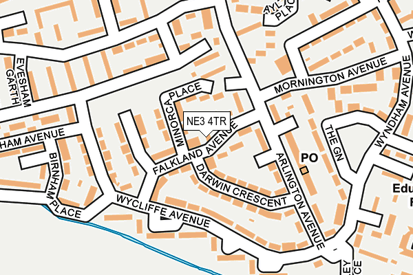 NE3 4TR map - OS OpenMap – Local (Ordnance Survey)