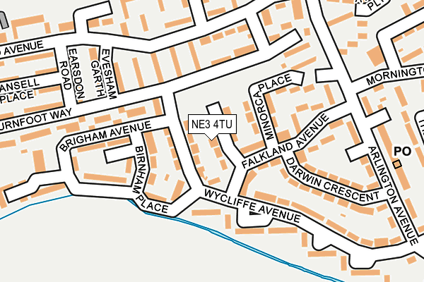 NE3 4TU map - OS OpenMap – Local (Ordnance Survey)