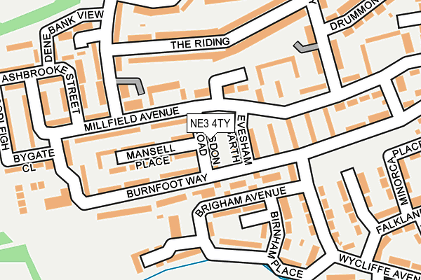 NE3 4TY map - OS OpenMap – Local (Ordnance Survey)