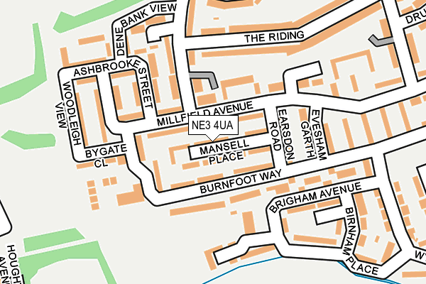 NE3 4UA map - OS OpenMap – Local (Ordnance Survey)