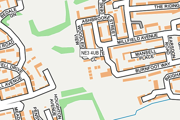 NE3 4UB map - OS OpenMap – Local (Ordnance Survey)