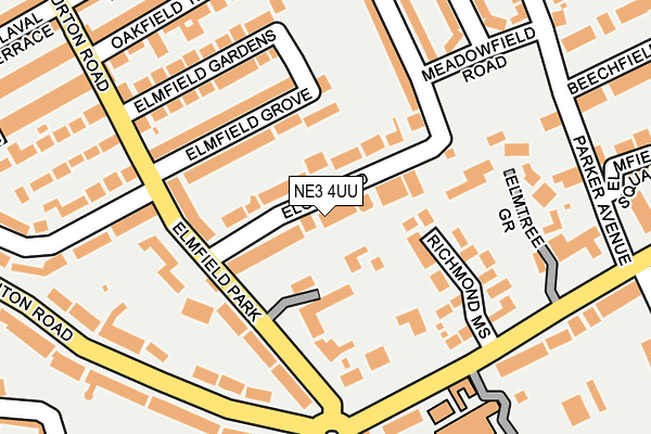 NE3 4UU map - OS OpenMap – Local (Ordnance Survey)