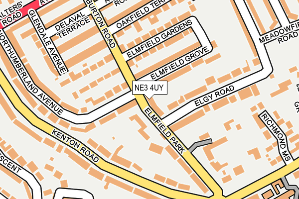 NE3 4UY map - OS OpenMap – Local (Ordnance Survey)