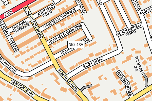 NE3 4XA map - OS OpenMap – Local (Ordnance Survey)
