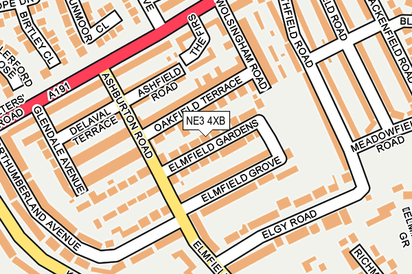 NE3 4XB map - OS OpenMap – Local (Ordnance Survey)