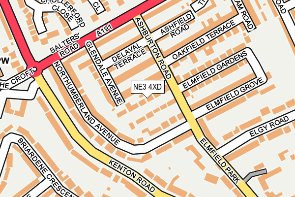 NE3 4XD map - OS OpenMap – Local (Ordnance Survey)