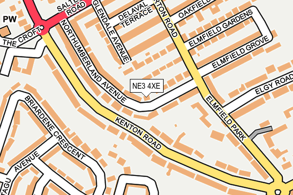 NE3 4XE map - OS OpenMap – Local (Ordnance Survey)