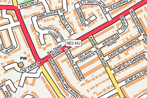 NE3 4XJ map - OS OpenMap – Local (Ordnance Survey)