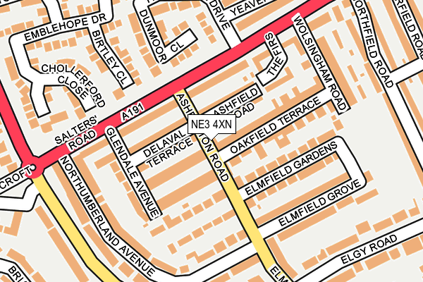 NE3 4XN map - OS OpenMap – Local (Ordnance Survey)