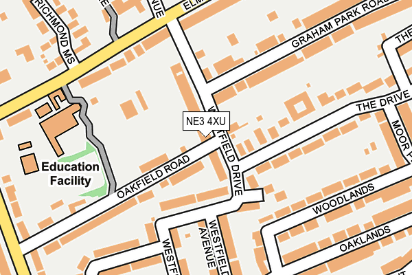 NE3 4XU map - OS OpenMap – Local (Ordnance Survey)