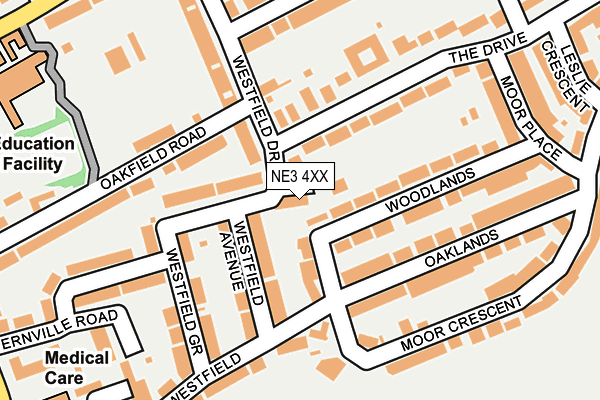 NE3 4XX map - OS OpenMap – Local (Ordnance Survey)