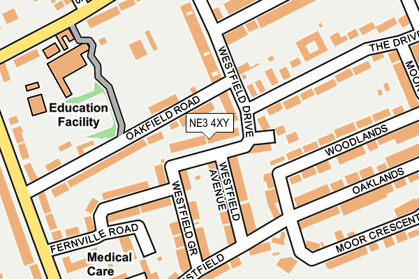 NE3 4XY map - OS OpenMap – Local (Ordnance Survey)