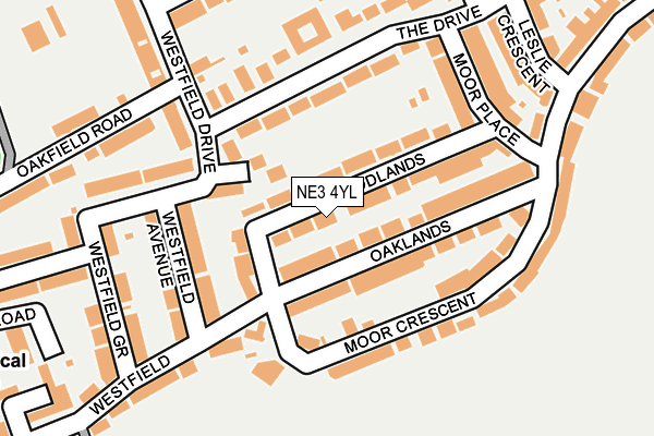 NE3 4YL map - OS OpenMap – Local (Ordnance Survey)