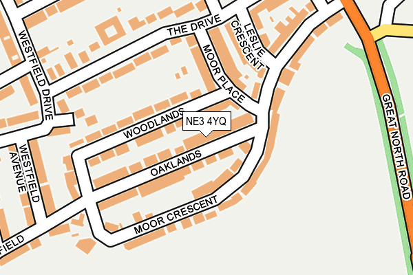 NE3 4YQ map - OS OpenMap – Local (Ordnance Survey)
