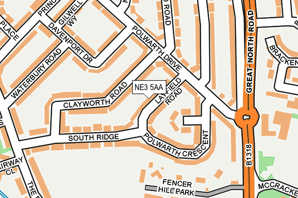NE3 5AA map - OS OpenMap – Local (Ordnance Survey)