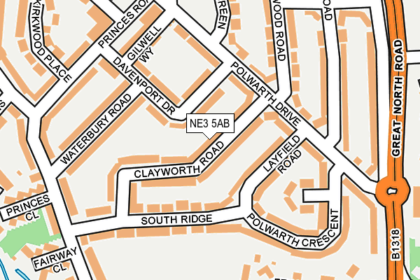 NE3 5AB map - OS OpenMap – Local (Ordnance Survey)