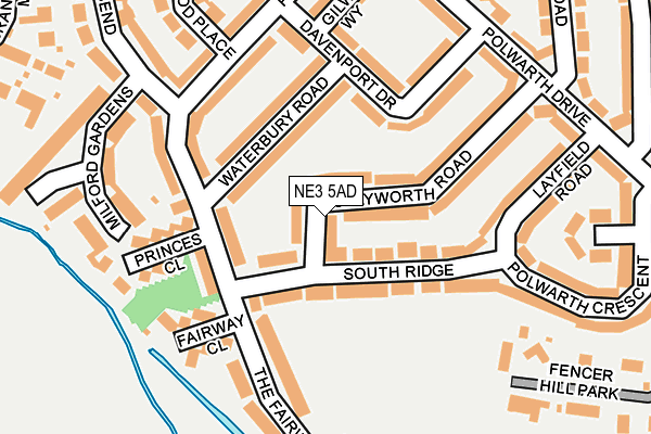 NE3 5AD map - OS OpenMap – Local (Ordnance Survey)