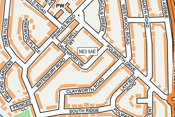 NE3 5AE map - OS OpenMap – Local (Ordnance Survey)