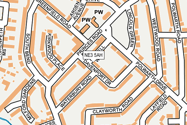 NE3 5AH map - OS OpenMap – Local (Ordnance Survey)