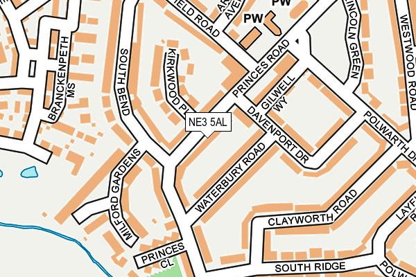 NE3 5AL map - OS OpenMap – Local (Ordnance Survey)