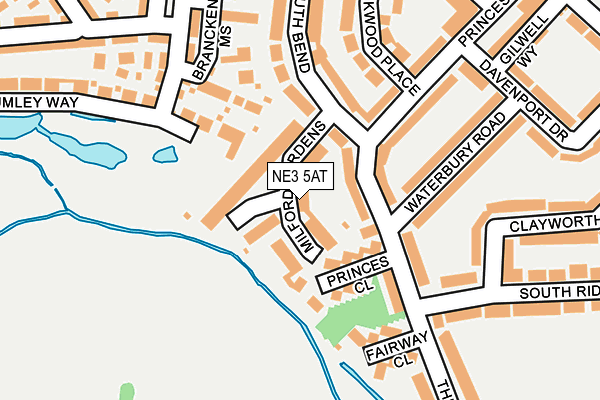 NE3 5AT map - OS OpenMap – Local (Ordnance Survey)