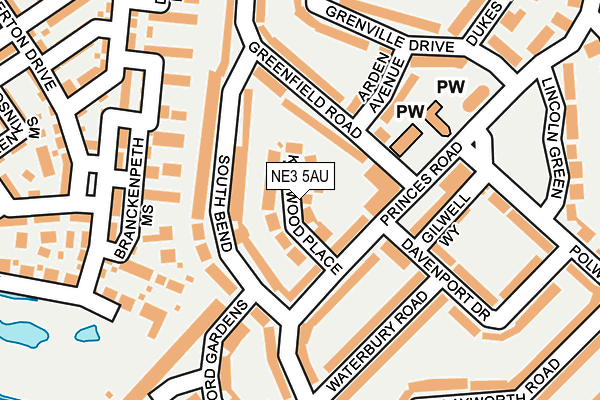 NE3 5AU map - OS OpenMap – Local (Ordnance Survey)