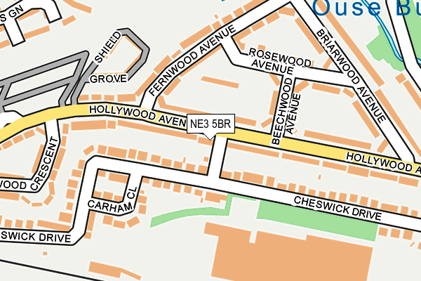 NE3 5BR map - OS OpenMap – Local (Ordnance Survey)