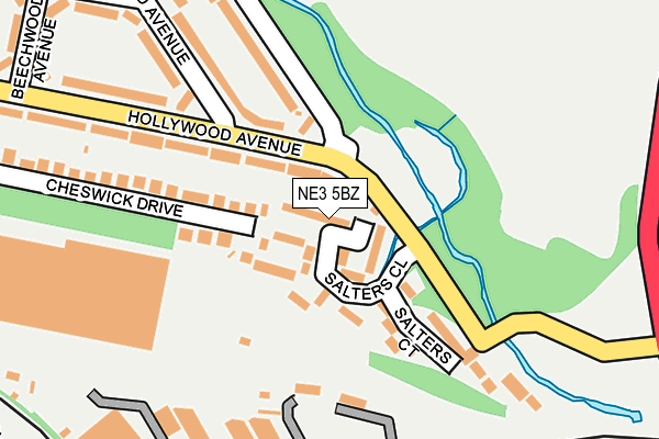 NE3 5BZ map - OS OpenMap – Local (Ordnance Survey)