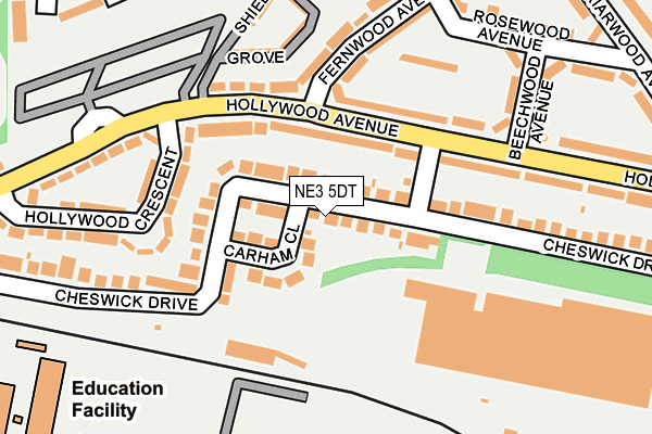 NE3 5DT map - OS OpenMap – Local (Ordnance Survey)