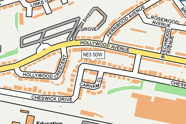 NE3 5DW map - OS OpenMap – Local (Ordnance Survey)