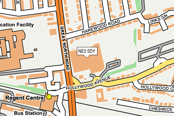 NE3 5DY map - OS OpenMap – Local (Ordnance Survey)