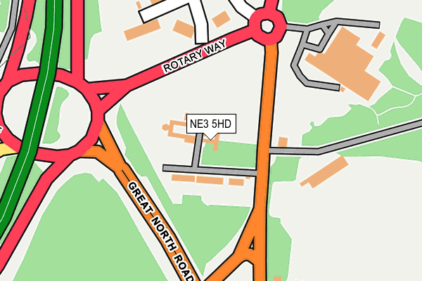 NE3 5HD map - OS OpenMap – Local (Ordnance Survey)