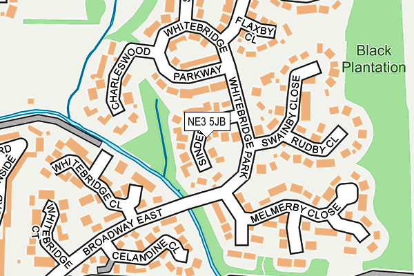 NE3 5JB map - OS OpenMap – Local (Ordnance Survey)