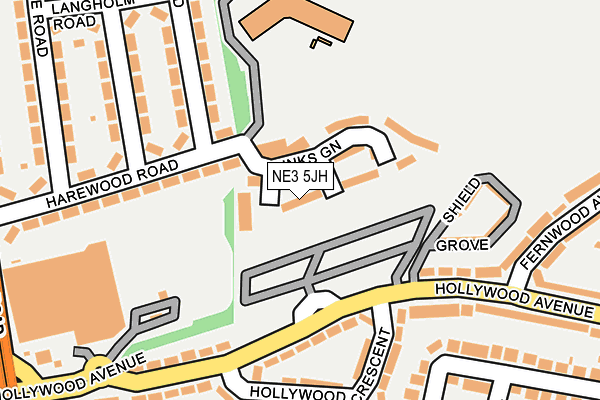 NE3 5JH map - OS OpenMap – Local (Ordnance Survey)