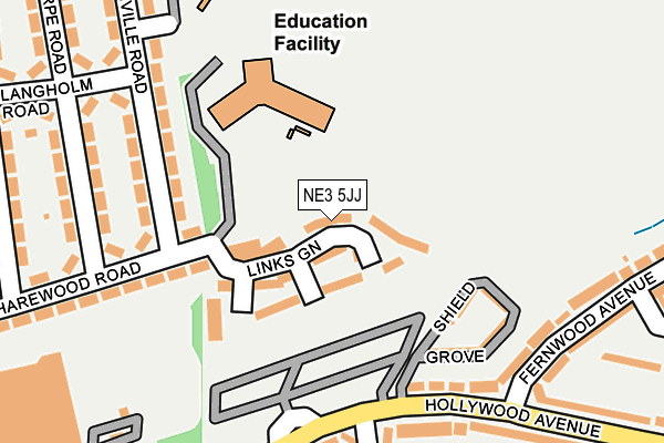 NE3 5JJ map - OS OpenMap – Local (Ordnance Survey)