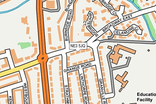 NE3 5JQ map - OS OpenMap – Local (Ordnance Survey)