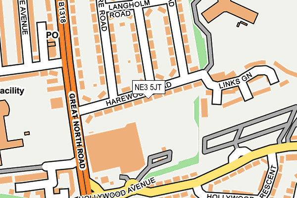NE3 5JT map - OS OpenMap – Local (Ordnance Survey)