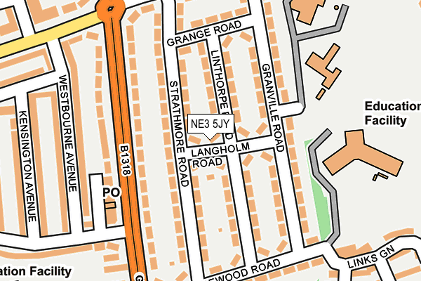 NE3 5JY map - OS OpenMap – Local (Ordnance Survey)