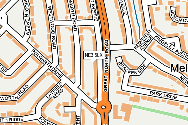 NE3 5LX map - OS OpenMap – Local (Ordnance Survey)