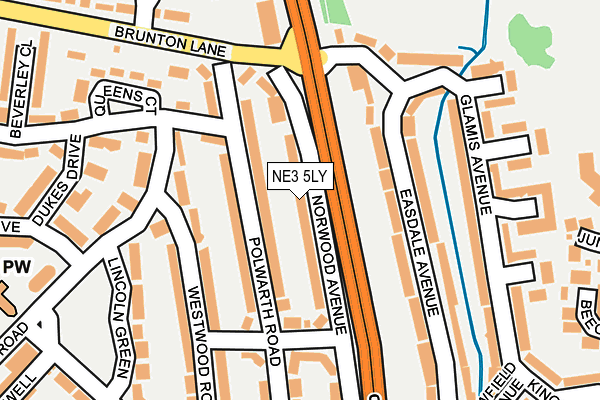 NE3 5LY map - OS OpenMap – Local (Ordnance Survey)