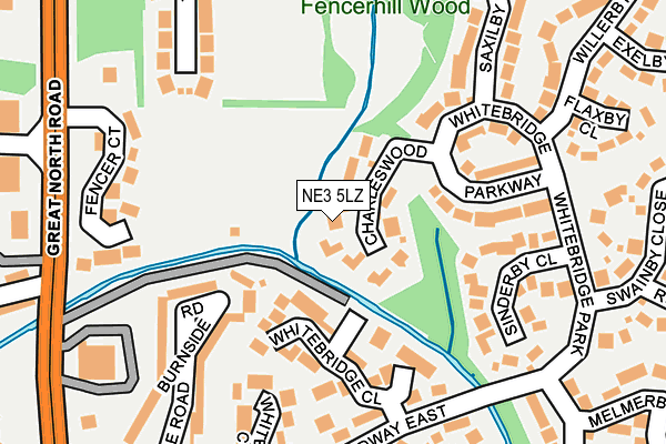 NE3 5LZ map - OS OpenMap – Local (Ordnance Survey)