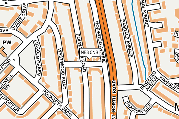 NE3 5NB map - OS OpenMap – Local (Ordnance Survey)