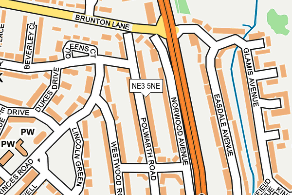 NE3 5NE map - OS OpenMap – Local (Ordnance Survey)
