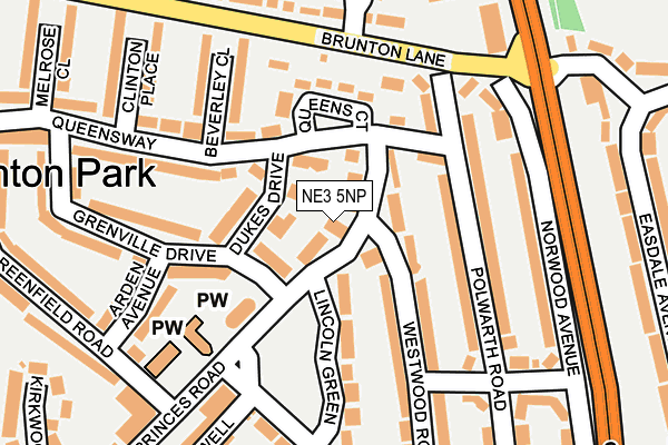 NE3 5NP map - OS OpenMap – Local (Ordnance Survey)