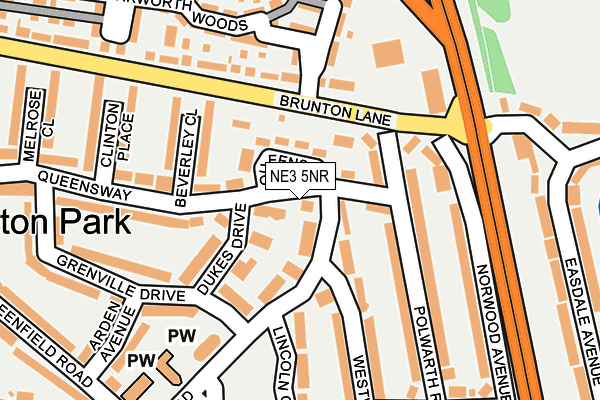 NE3 5NR map - OS OpenMap – Local (Ordnance Survey)