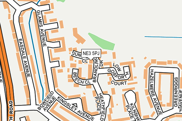 NE3 5PJ map - OS OpenMap – Local (Ordnance Survey)